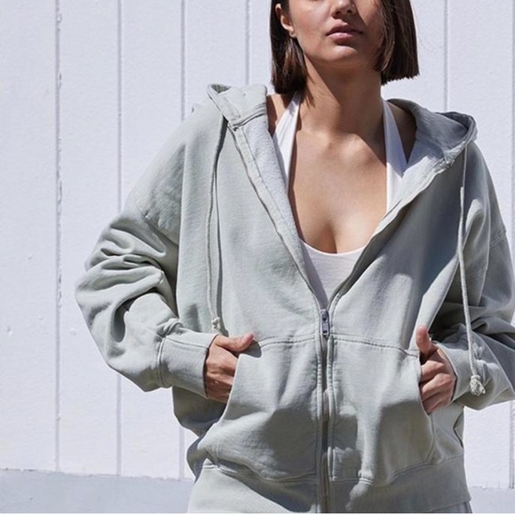 Brandy Melville Tops Brandy Melville Sage Green Zip Up Oversized